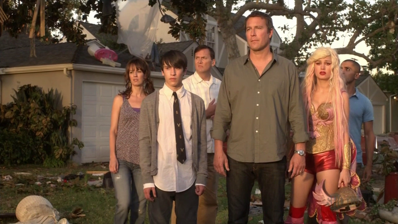 The Gregsons and their neighbors survey the damage in “Torando!”